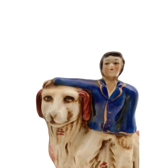 Boy with his Huge Pet Dog Figurine Staffordshire Style Vintage Decor - Picture 8 of 10